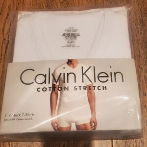 Calvin Klein Collection White V-Neck T-Shirts